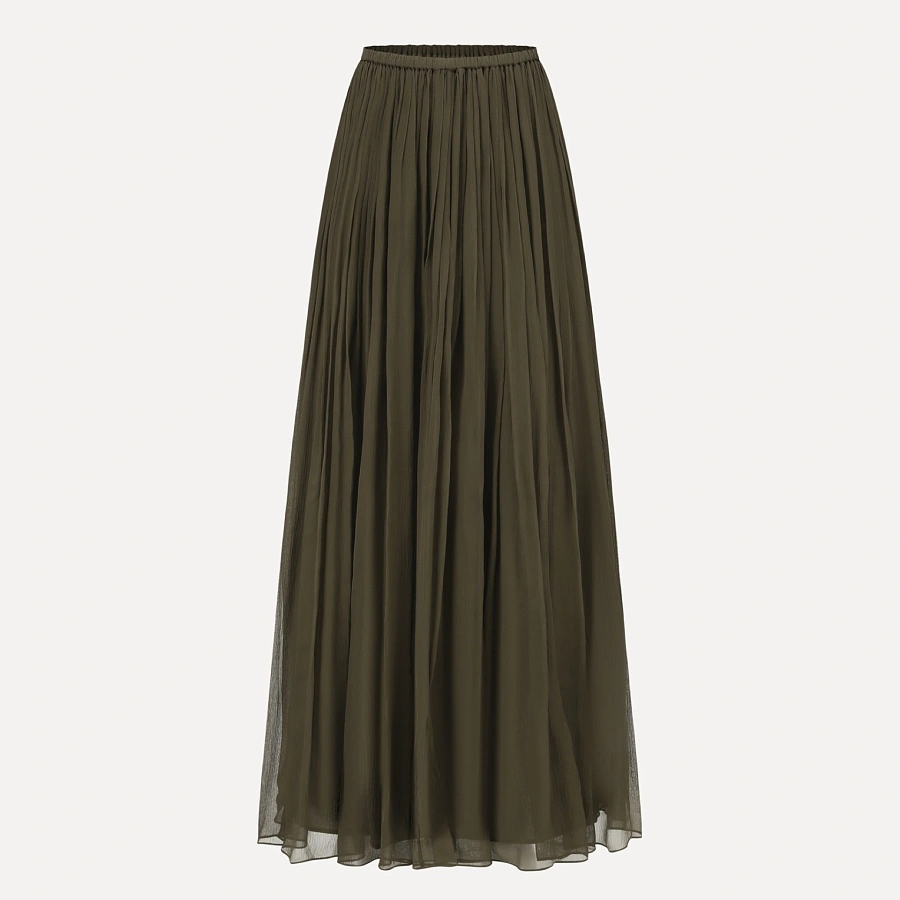 Olive Green Elastic Waist Skirt