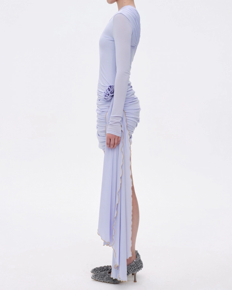 Foggy Blue Jersey Wrap Dress