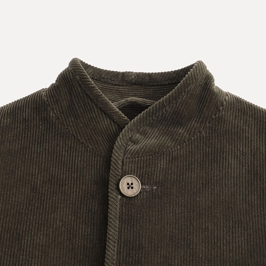 Dark green stand collar corduroy jacket