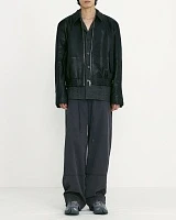 LINED-FIT LEATHER BLOUSON JACKET