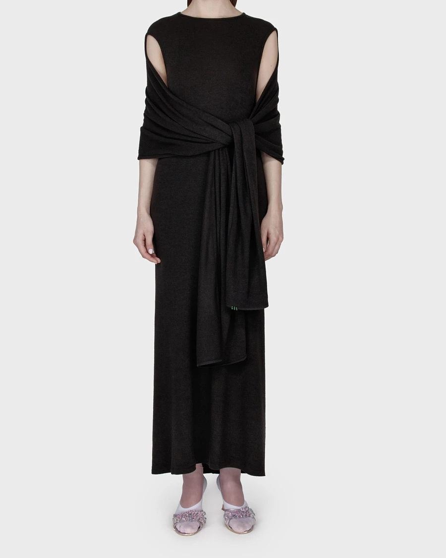 SHAWL DRESS BLACK