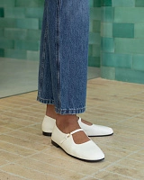 SQUARE TOE MARY JANE 10MM WHITE