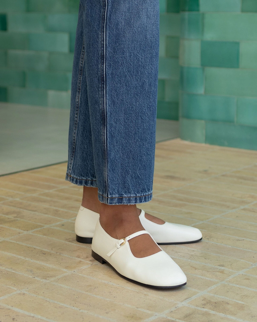 SQUARE TOE MARY JANE 10MM WHITE