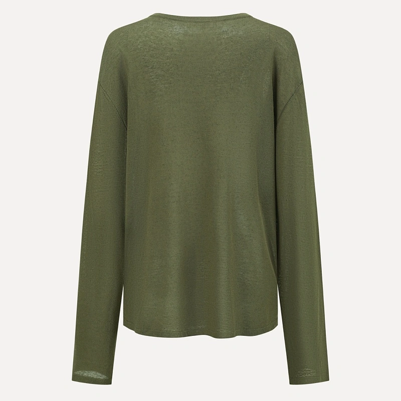 Green Knitted Long Sleeves Top
