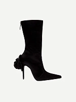 SHARP POINTED FLOWER BOOTS SATIN BLACK
