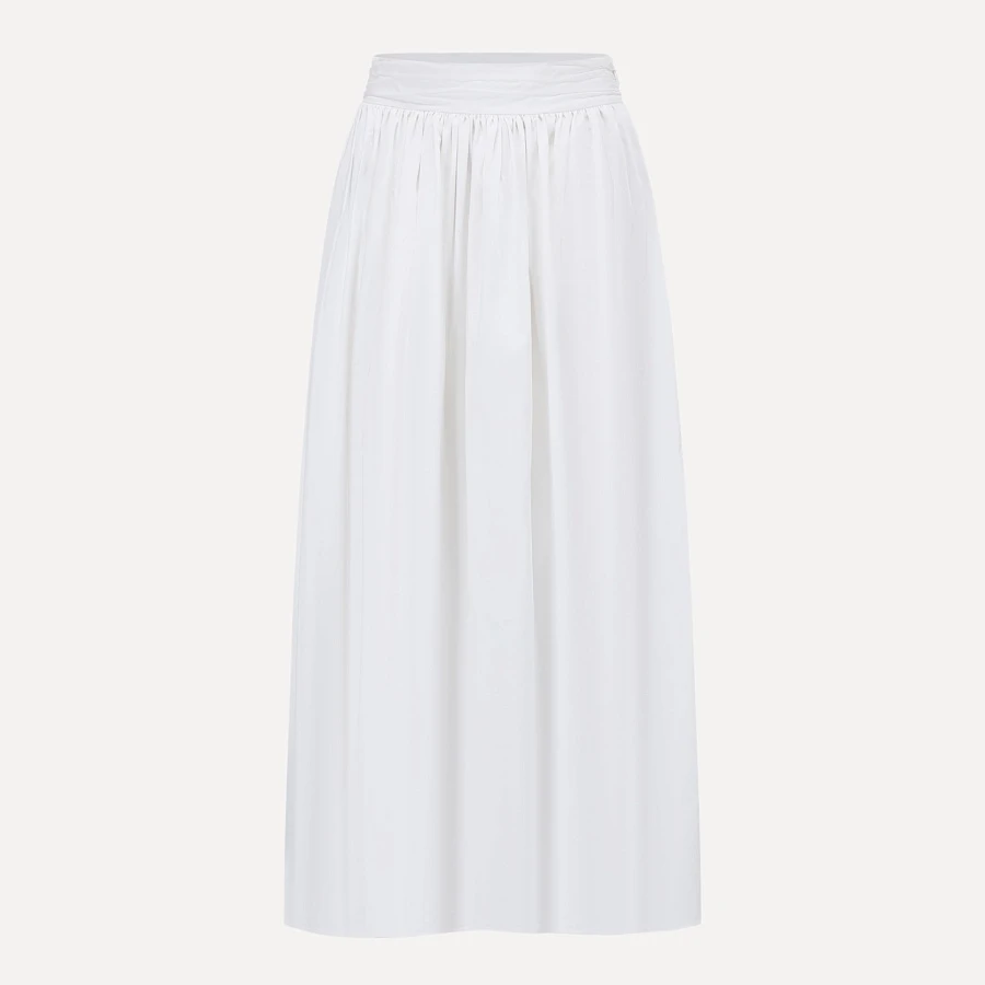 Pure White Layered High Waist Ruffled Skirt