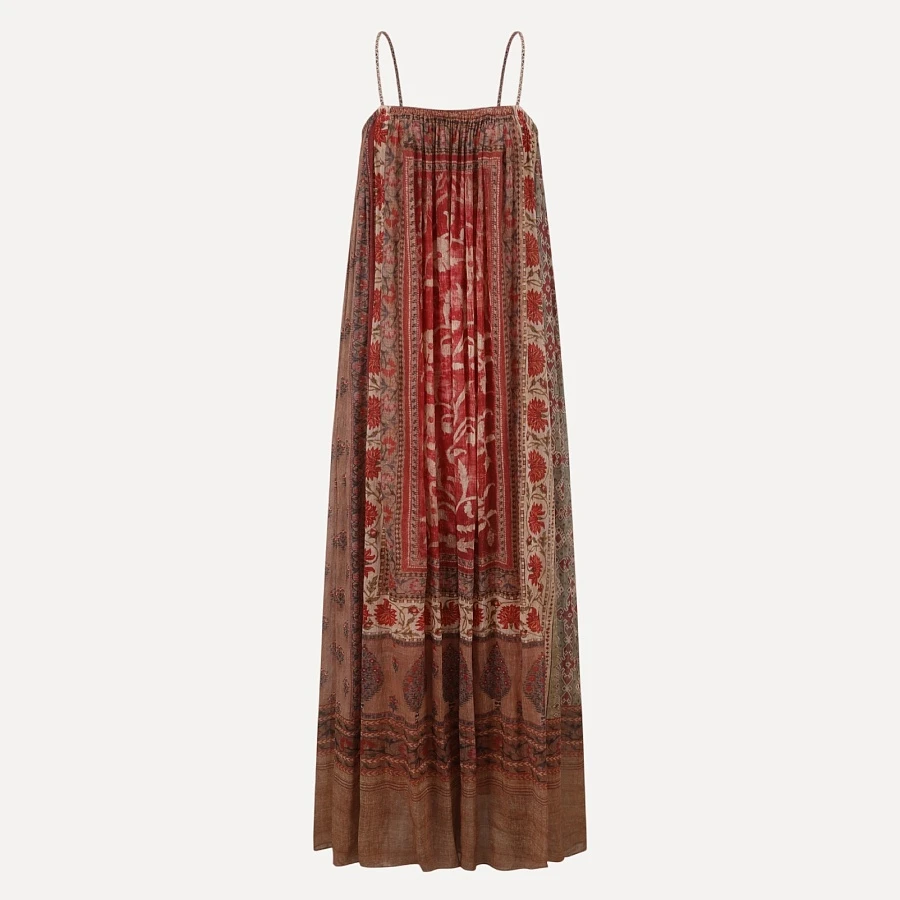 Silk and Ramie Printed Halter Dress