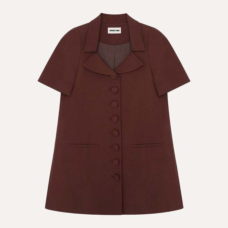 Lapel Short Sleeve Dress