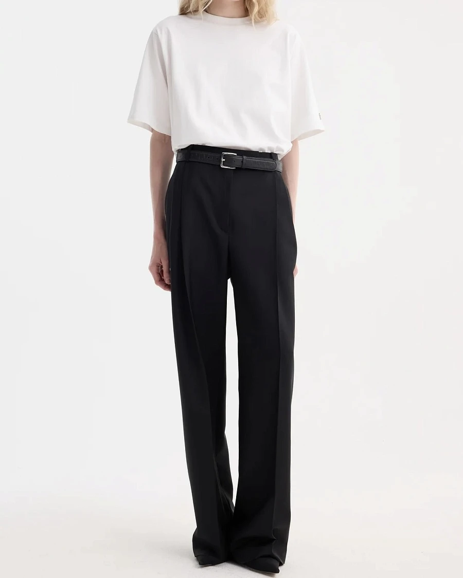 Mid-waist tailored trousers black