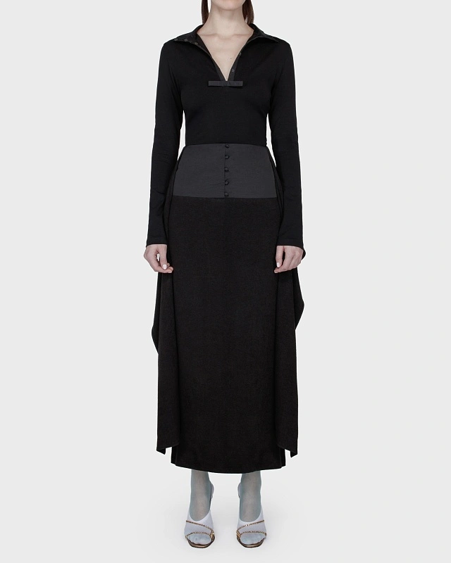 SHAWL SKIRT BLACK