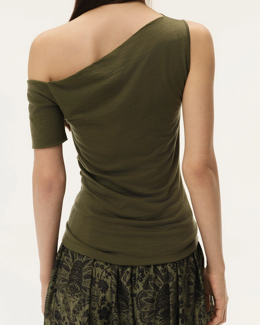 Olive Green One Shoulder Top