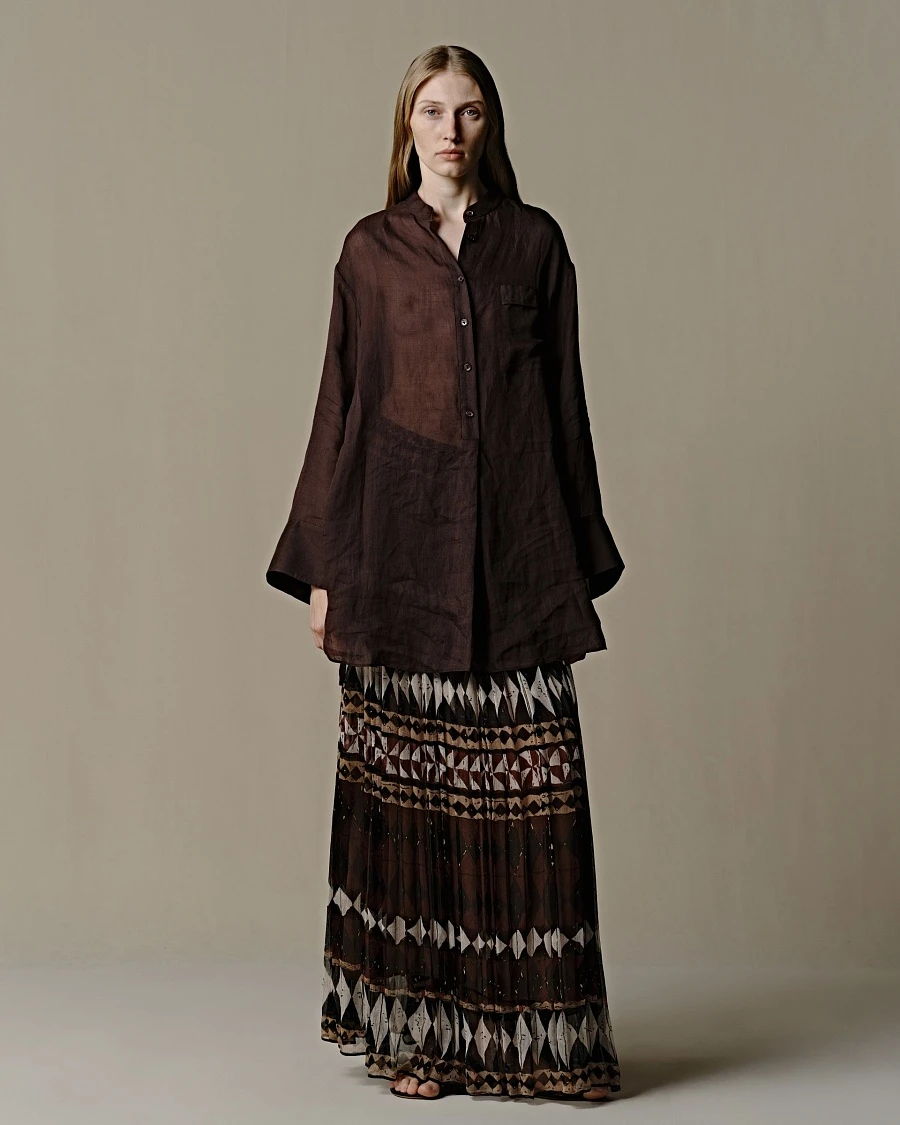 100% Silk Geometric Veil Half Skirt