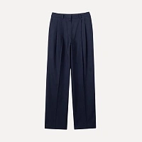 DOUBLE PLEATED CHINO SLACKS NAVY