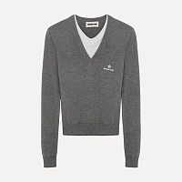 Logo-stitch knit top