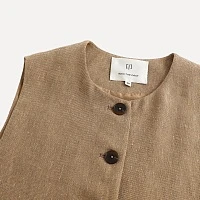 Linen Interwoven Round Neck Vest