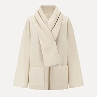 Ivory textured wool scarf cotton jacket