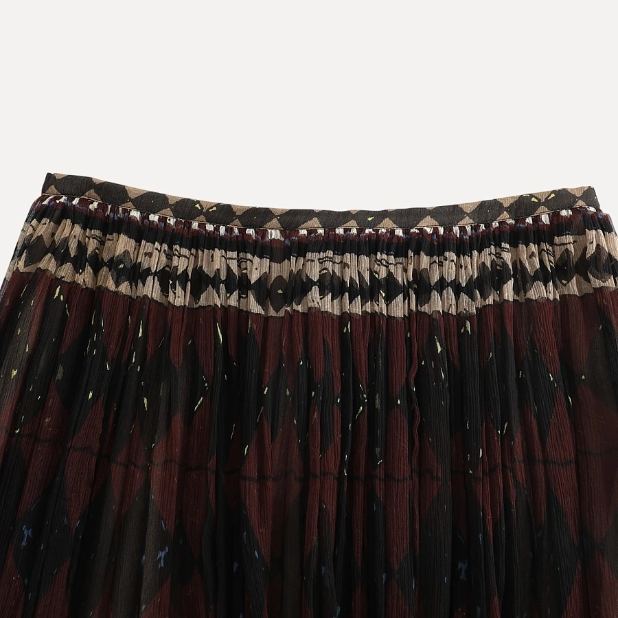 100% Silk Geometric Veil Half Skirt