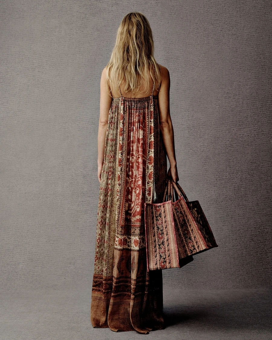 Silk and Ramie Printed Halter Dress