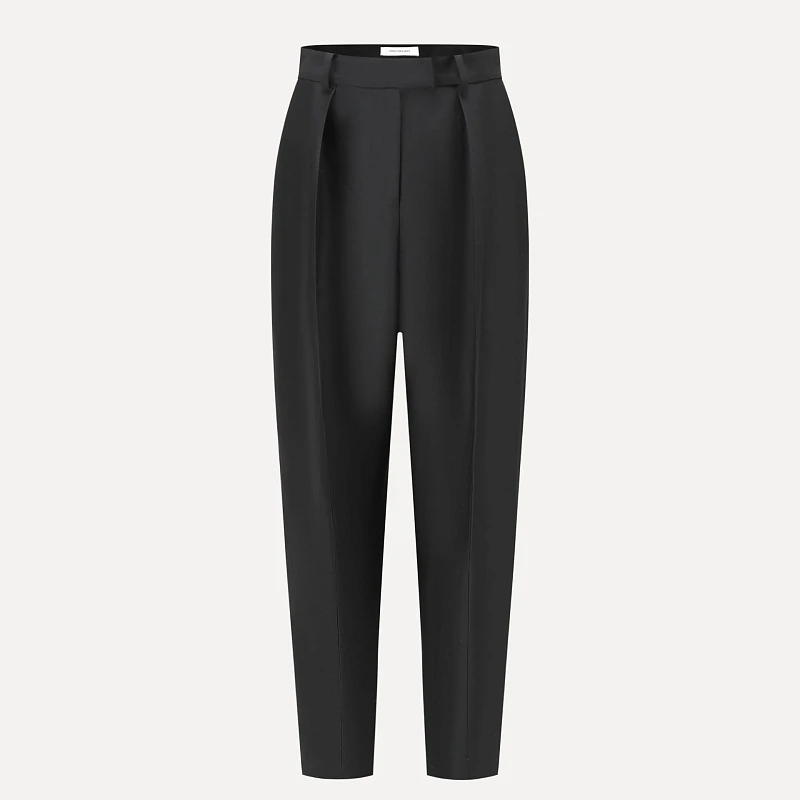 Black silk and wool 3D skinny pants