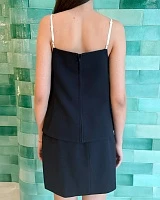 Fan-Shaped Turn-down Collar Camisole Top navy