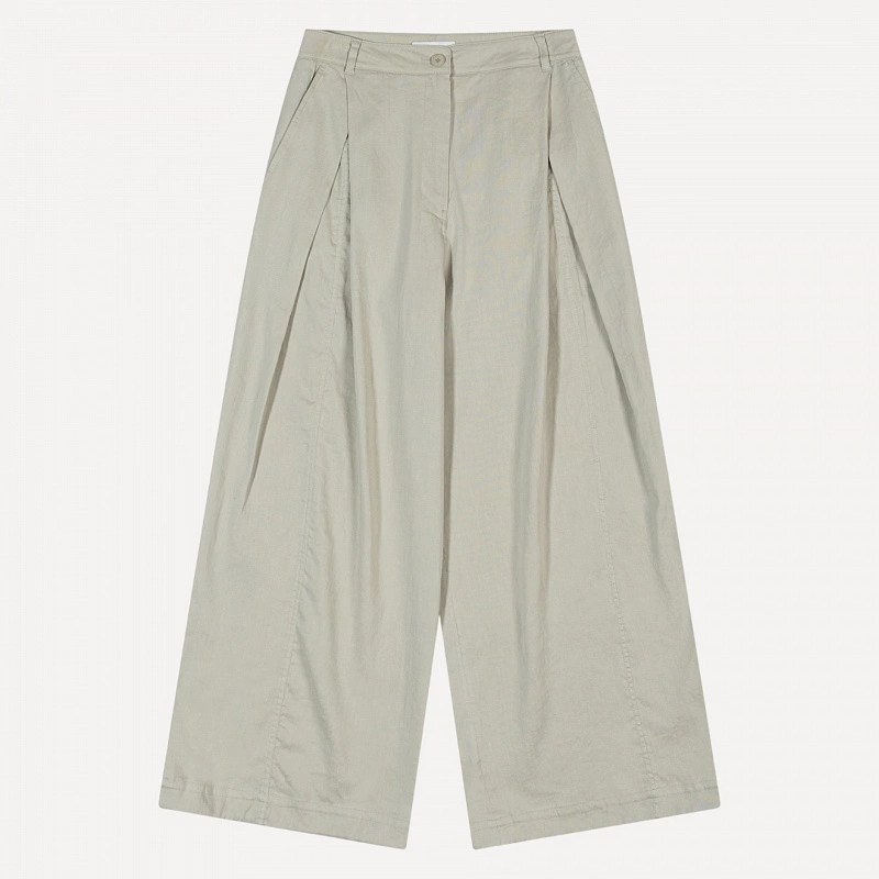 LINEN TUCK WIDE PANTS