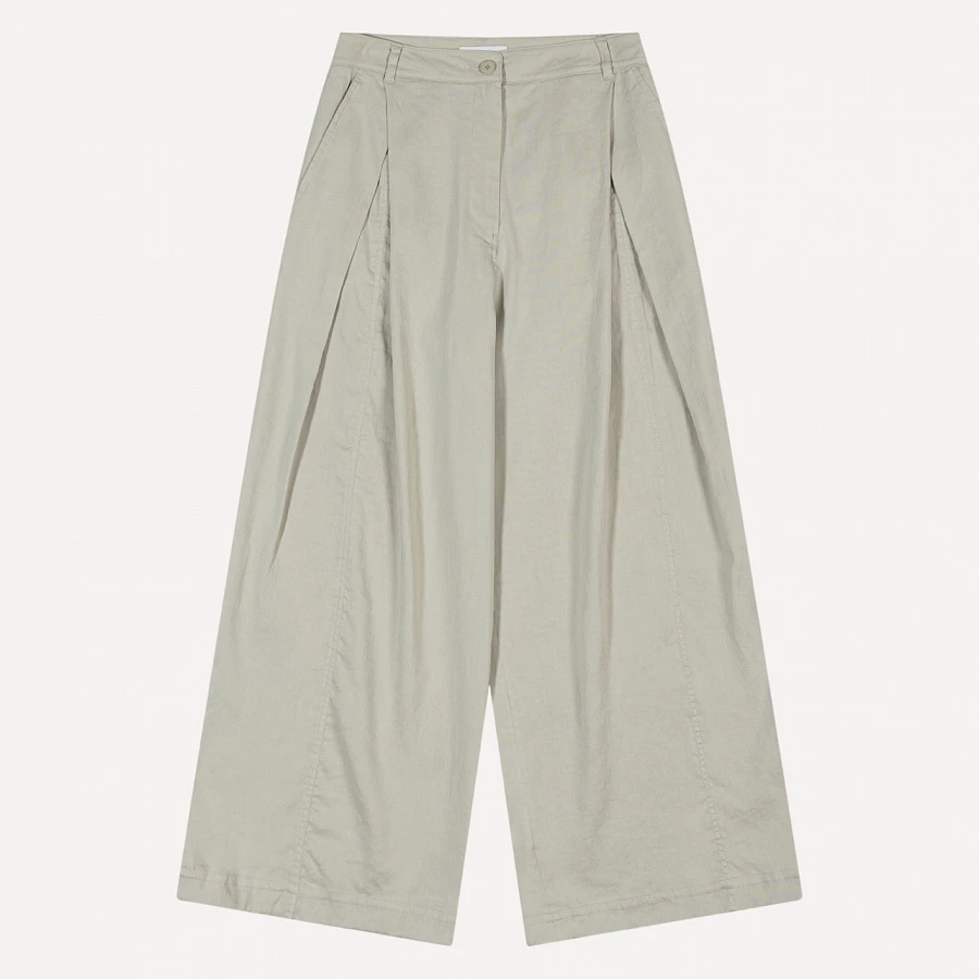 LINEN TUCK WIDE PANTS