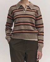 Edith Stripe Polo Shirt beige