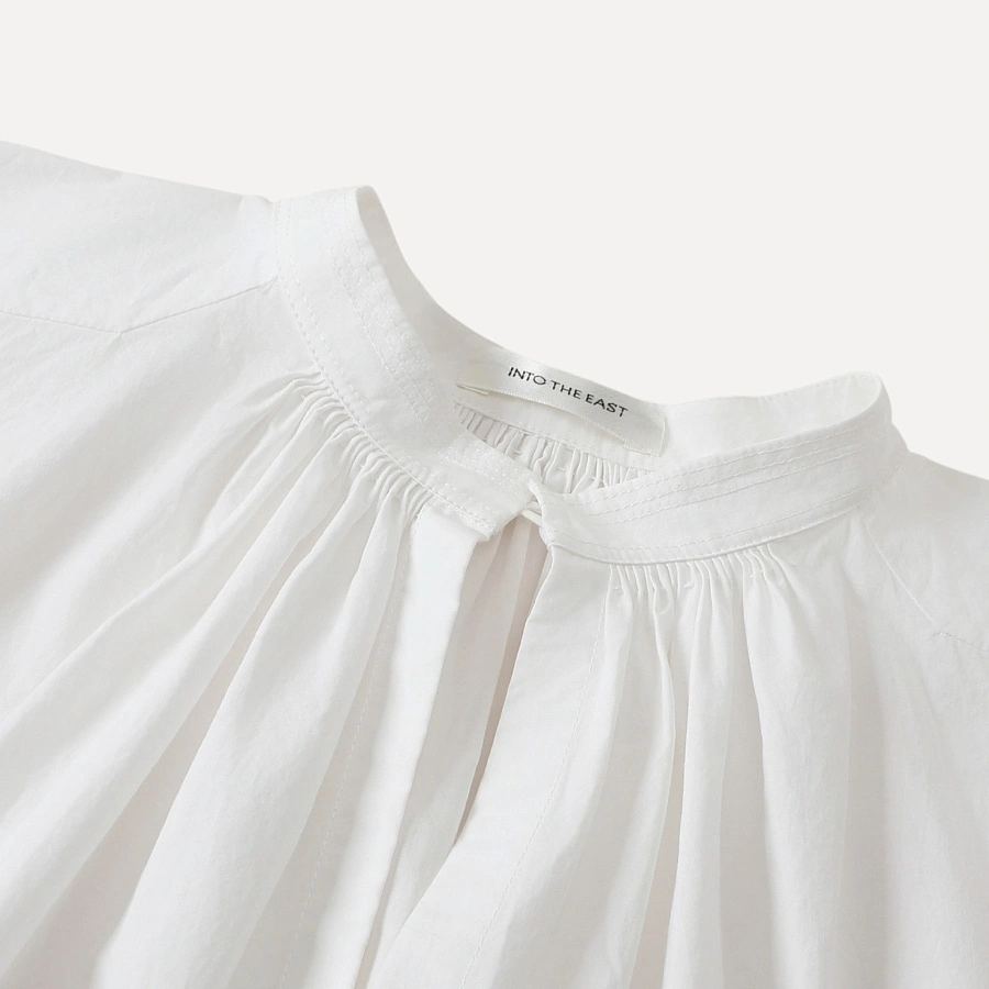 White Round Collar One button top