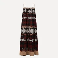 Silk and Linen Geometric Halter Dress