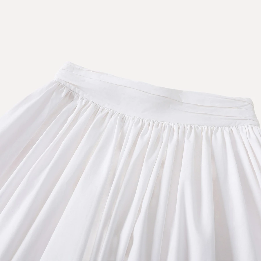 Pure White Layered High Waist Ruffled Skirt