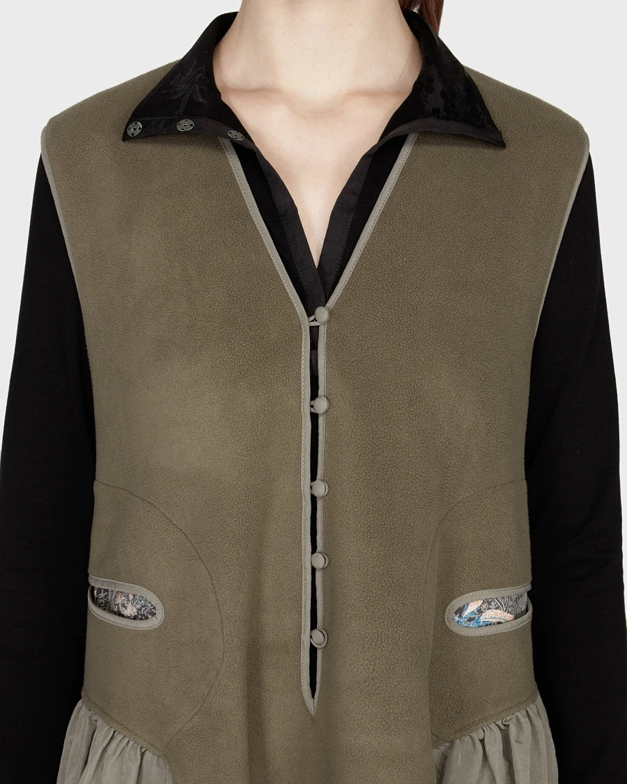 TEARDROP FLEECE DRESS OLIVE