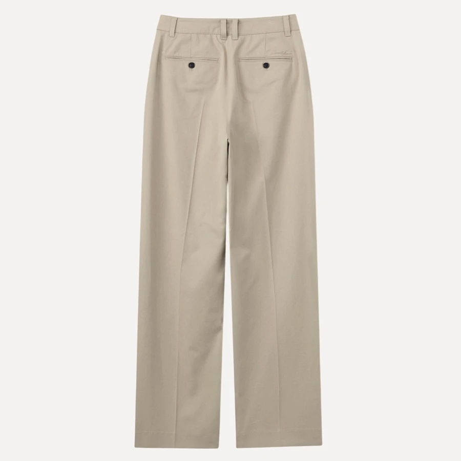 DOUBLE PLEATED CHINO SLACKS BEIGE