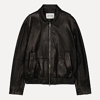 LINED-FIT LEATHER BLOUSON JACKET