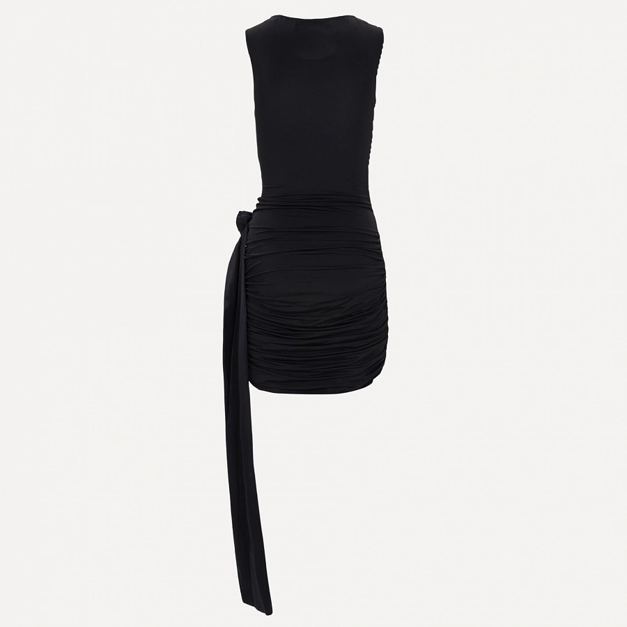 Black Twisted Jersey Shift Dress