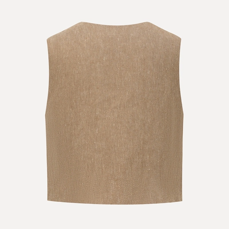 Linen Interwoven Round Neck Vest