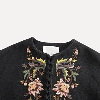 Floral pattern embroidered long coat