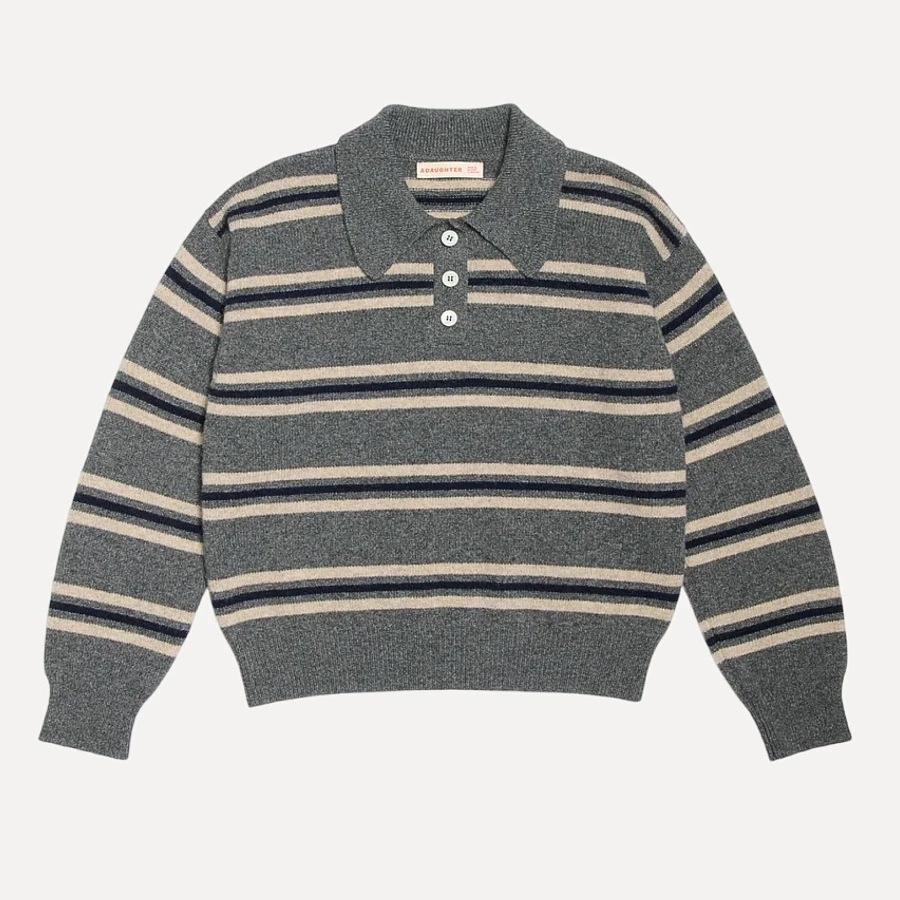 Edith Stripe Polo Shirt grey