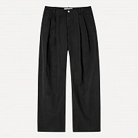 CURVED TWO TUCK COTTON PANTS BLACK