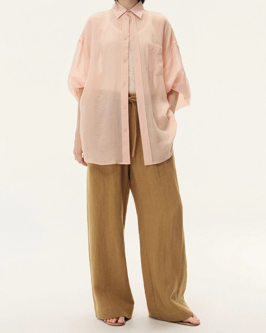 Apricot Drawstring StraightLeg Pants
