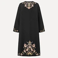 Floral pattern embroidered long coat