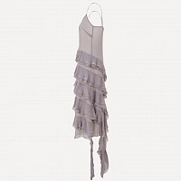 Grey Flouncing Dress in Silk Georgette