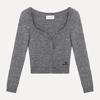 Wide Round Neck Fitted Cardigan