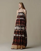 Silk and Linen Geometric Halter Dress