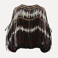 100% Silk Geometric Drawstring Top