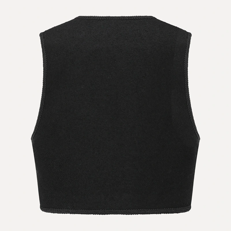 Floral pattern embroidered button vest