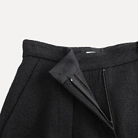 Black textured wool 3D skinny pants