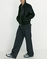 LINED-FIT LEATHER BLOUSON JACKET