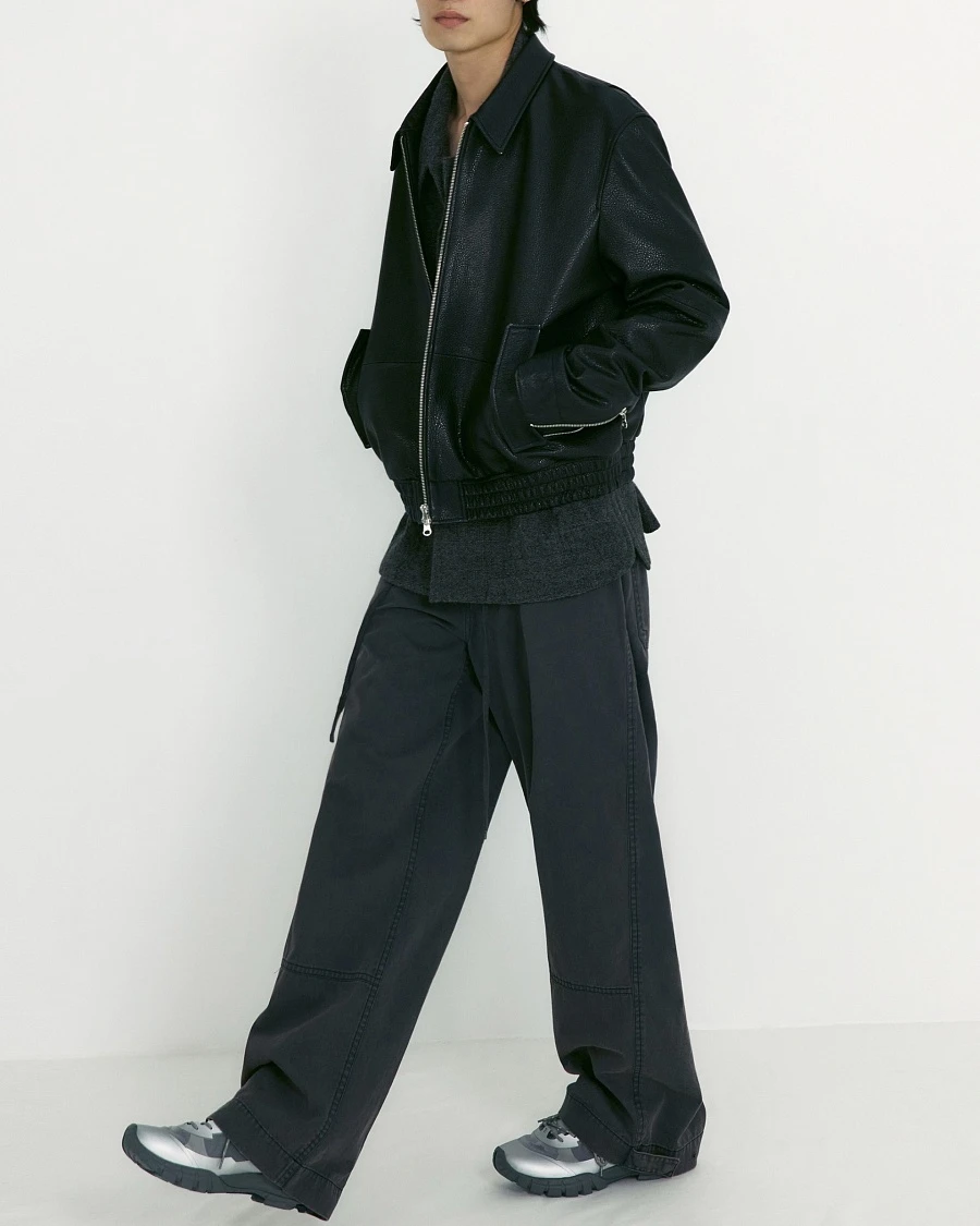 LINED-FIT LEATHER BLOUSON JACKET