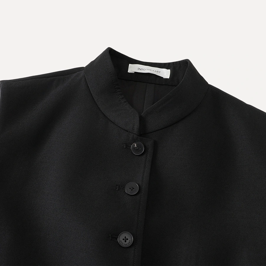 Black Stand Collar Vest