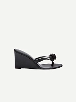 WEDGE SANDALS LEATHER BLACK